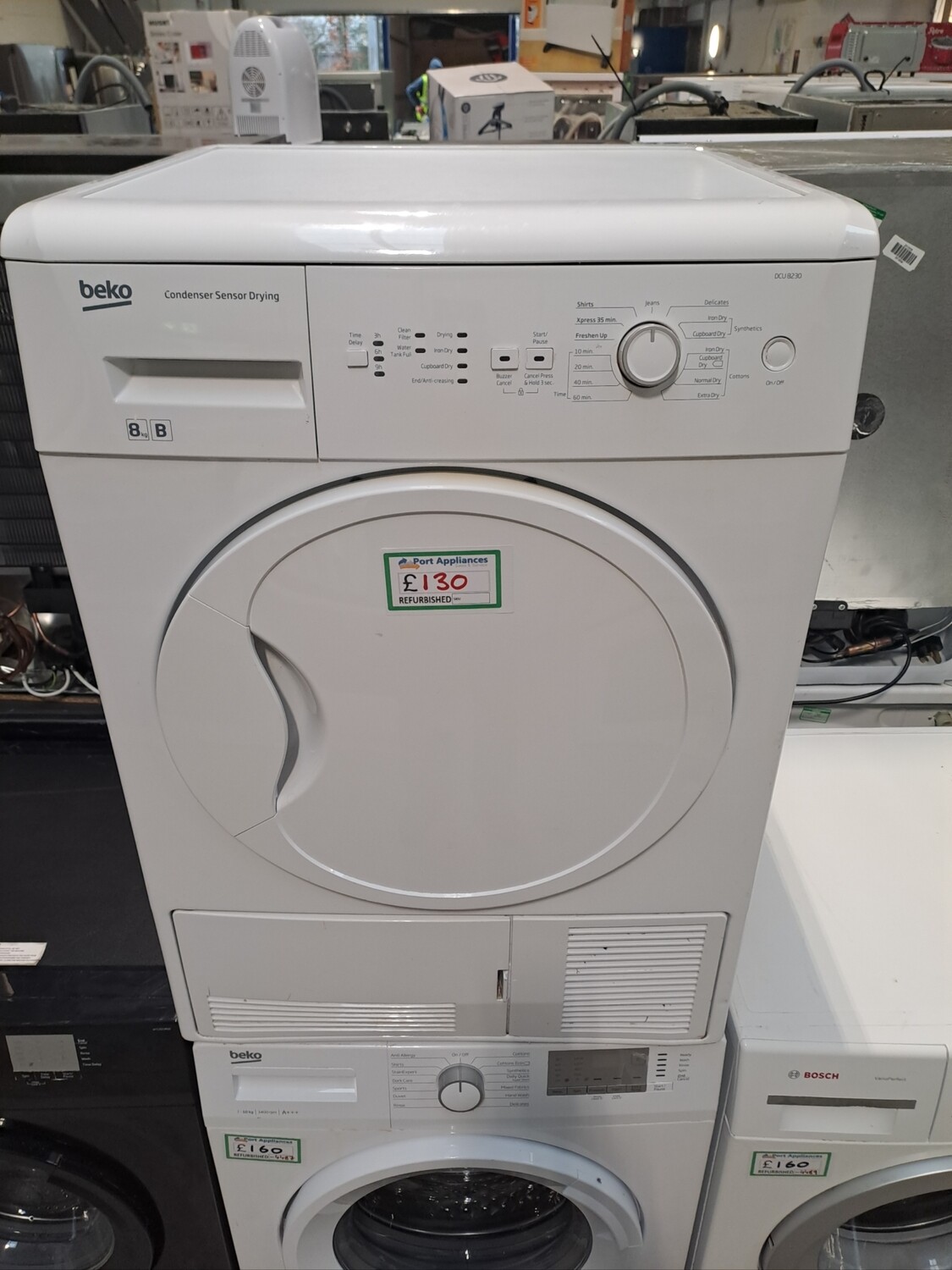 Beko DCU8230 8kg Condenser Dryer White Refurbished 6 Months Guarantee 