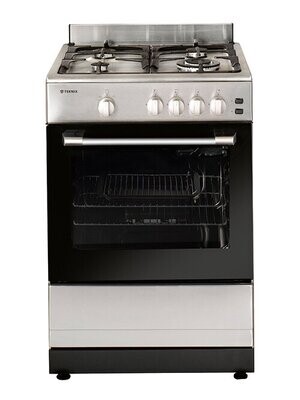 Teknix TKGF61X 60cm 55-Litre 4 Burner with Wok Freestanding Gas Cooker Stainless steel Brand New + 2 Year Guarantee