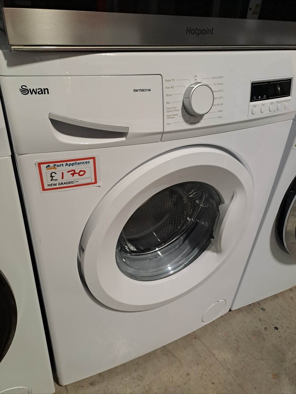 Swan 8kg Load, 1200 Spin Washing Machine - White - New Graded + 1 Year Guarantee