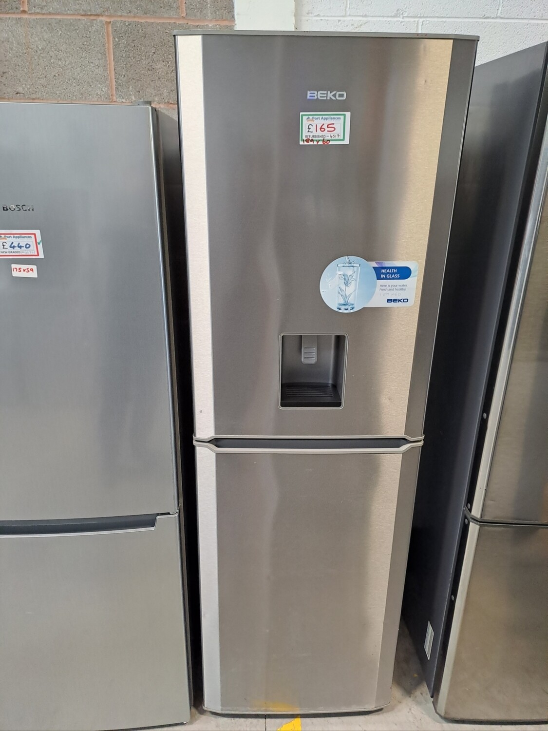 Beko Fridge Freezer Stainless H189 x W60 Refurbished 6 Month Guarantee 