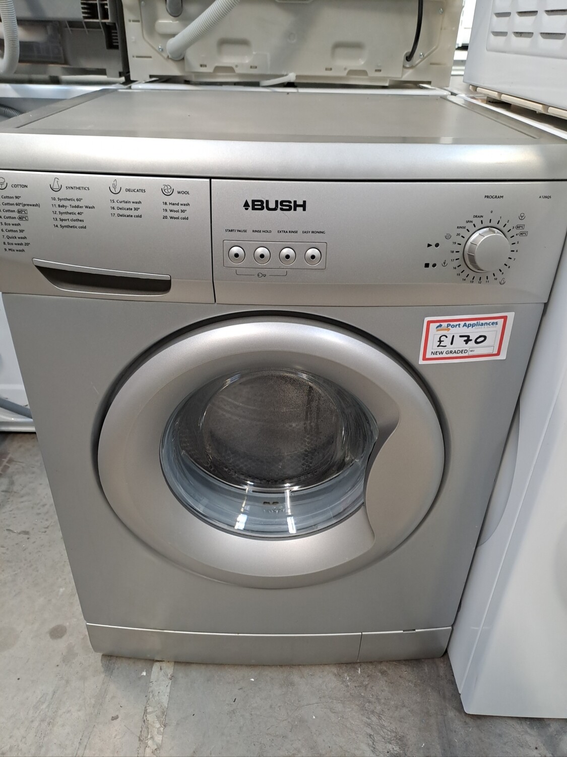 Bush 6kg Load, 1200 Spin Washing Machine - Silver - New Graded - 12 Month Guarantee. Located In our Whitby Road Shop 