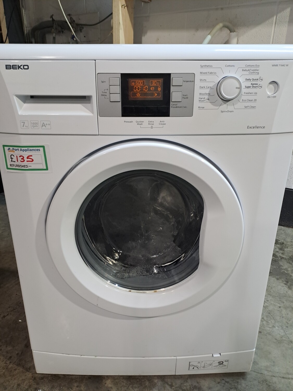Beko WMB71642W 7kg Load 1600 Spin Washing Machine - White - Refurbished - 6 Month Guarantee