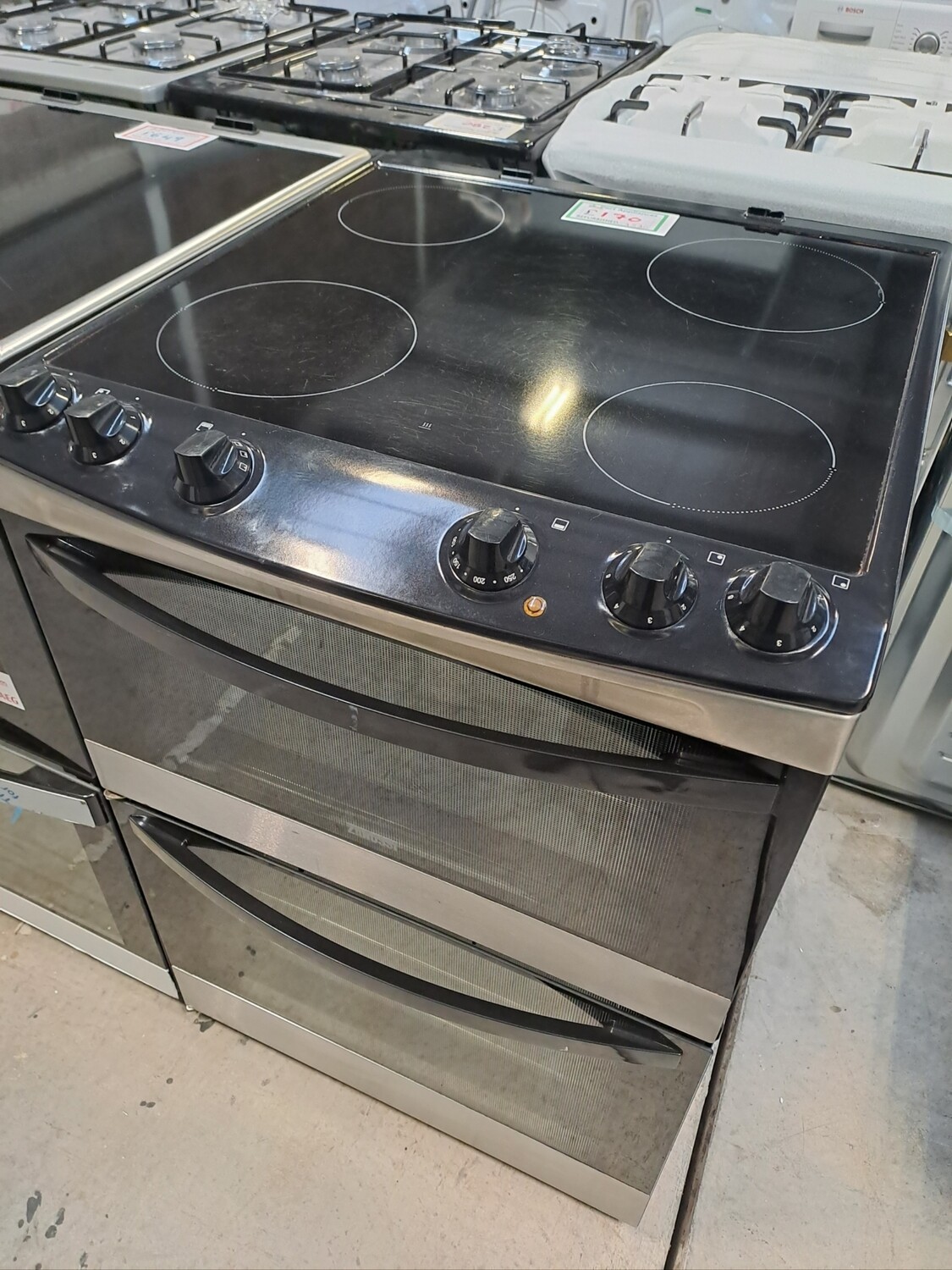 Zanussi 60cm Electric cooker Twin Cavity Ceramic Hob Stainless Steel