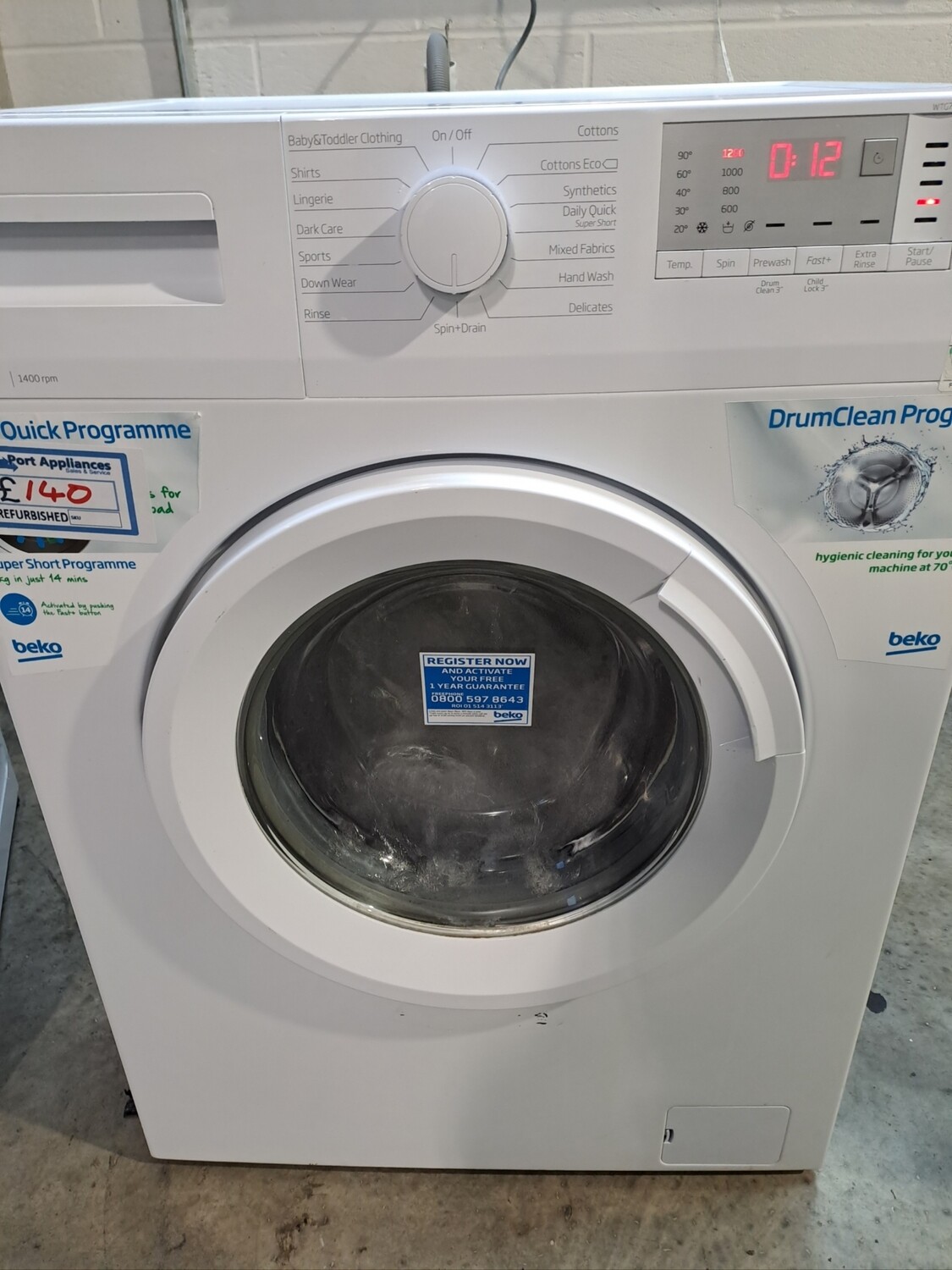 Beko WTG721M1W 7kg Load 1200 Spin Washing Machine - White - Refurbished - 6 Month Guarantee. Located In our Whitby Road Shop 