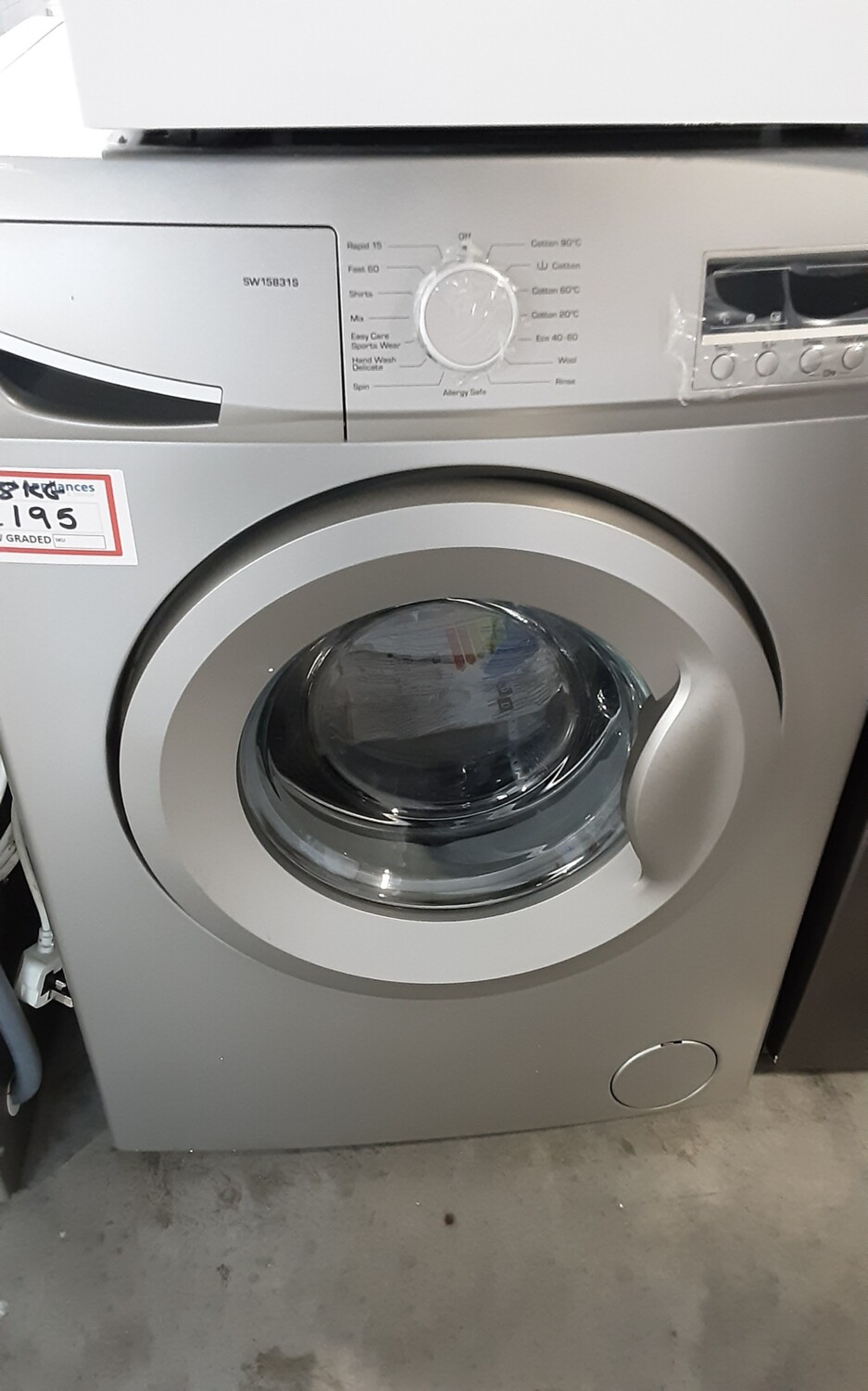 Swan SW15831S 8kg Load, 1200 Spin Washing Machine - Silver- New Graded - 12 Month Guarantee This Item is at our Whitby Road Shop