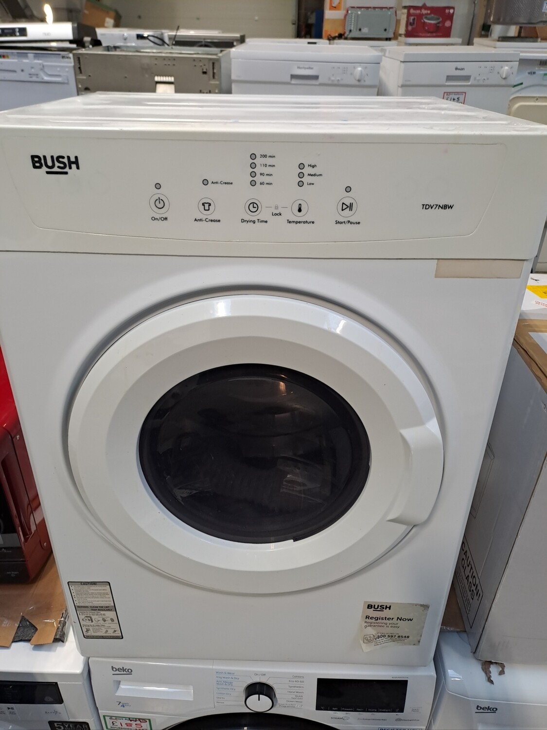 Bush TDV7NBW 7kg Vented Dryer White Refurbished 6 Months Guarantee