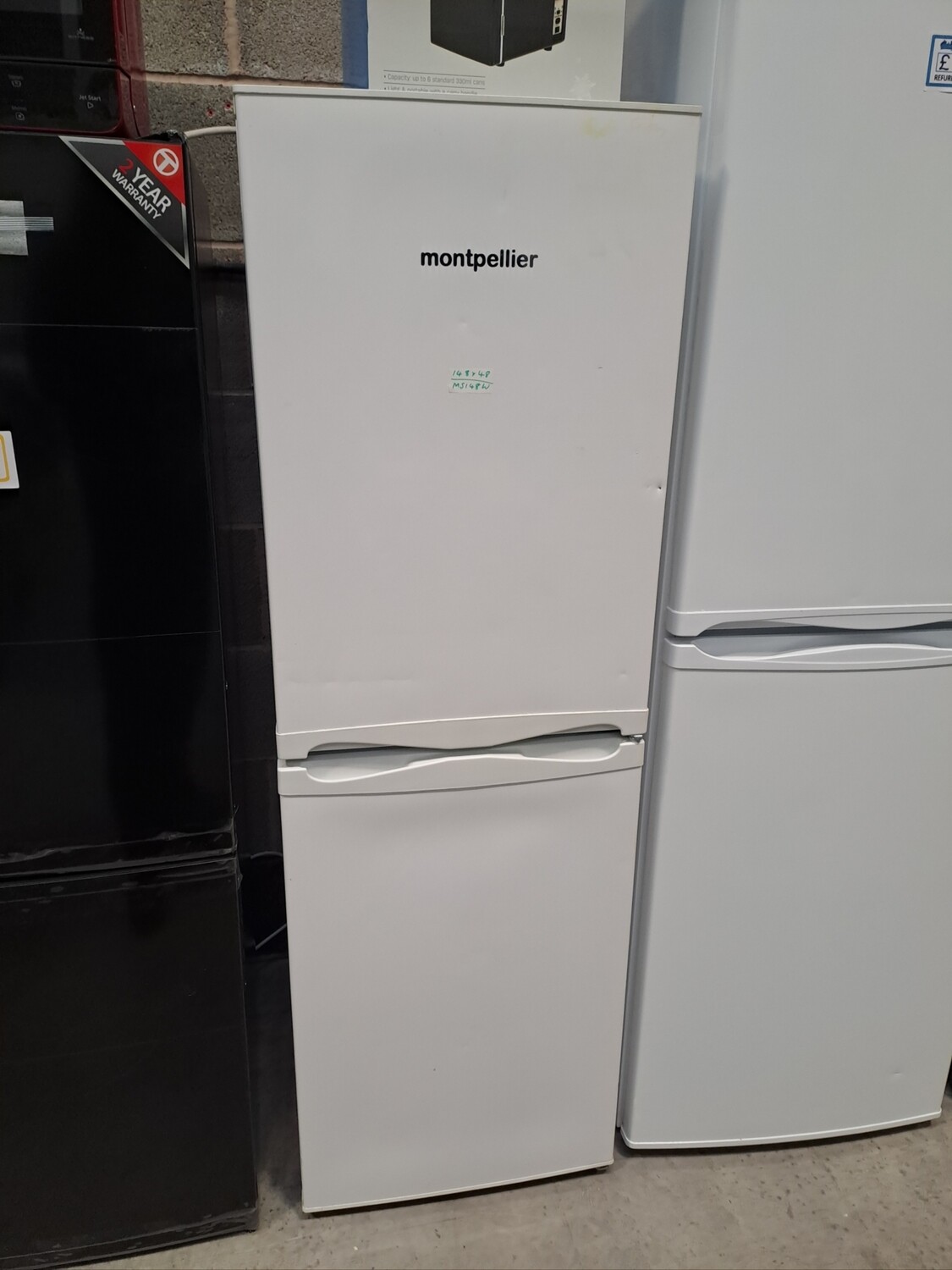 Montpellier MS148W Fridge Freezer H148xW48xD62cm White Refurbished 6 Month Guarantee 