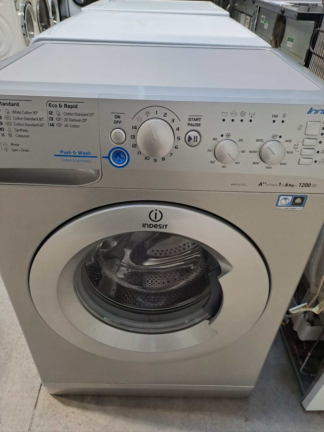Indesit XWSC61252SUK 6kg Load 1200 Spin Washing Machine Washing Machine Slim Depth - Silver - Refurbished - 6 Month Guarantee
