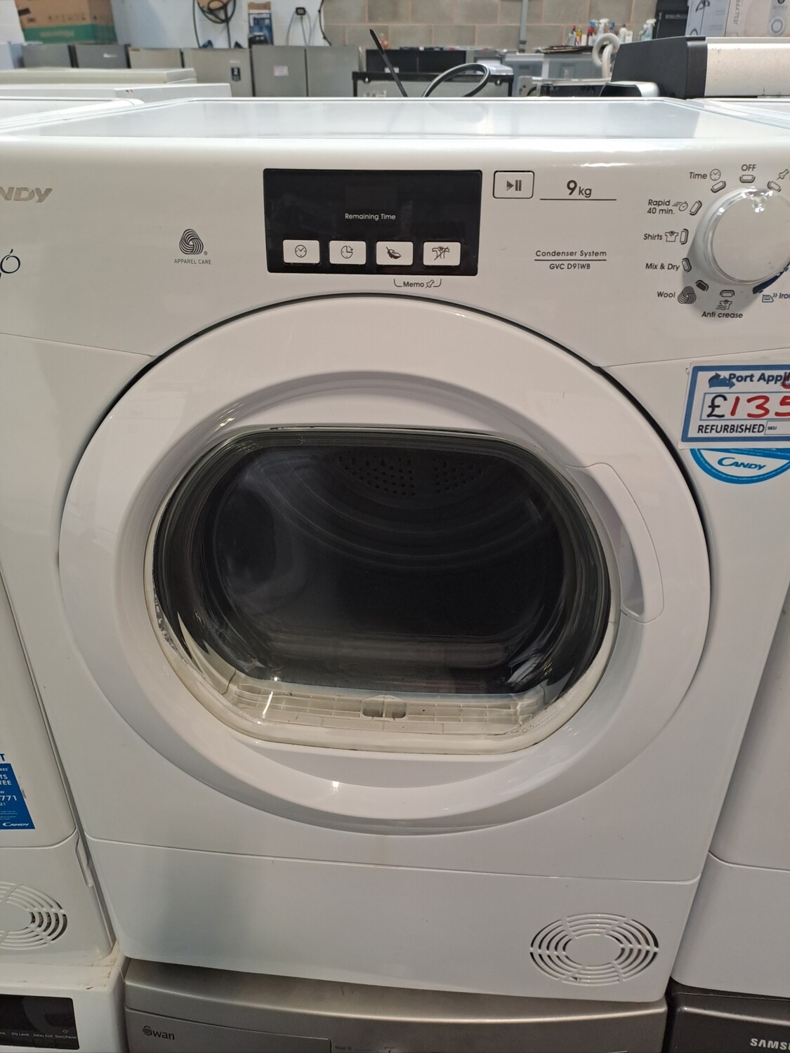 Candy GVCD91WB 9kg Condenser Dryer White Refurbished 6 Months Guarantee 