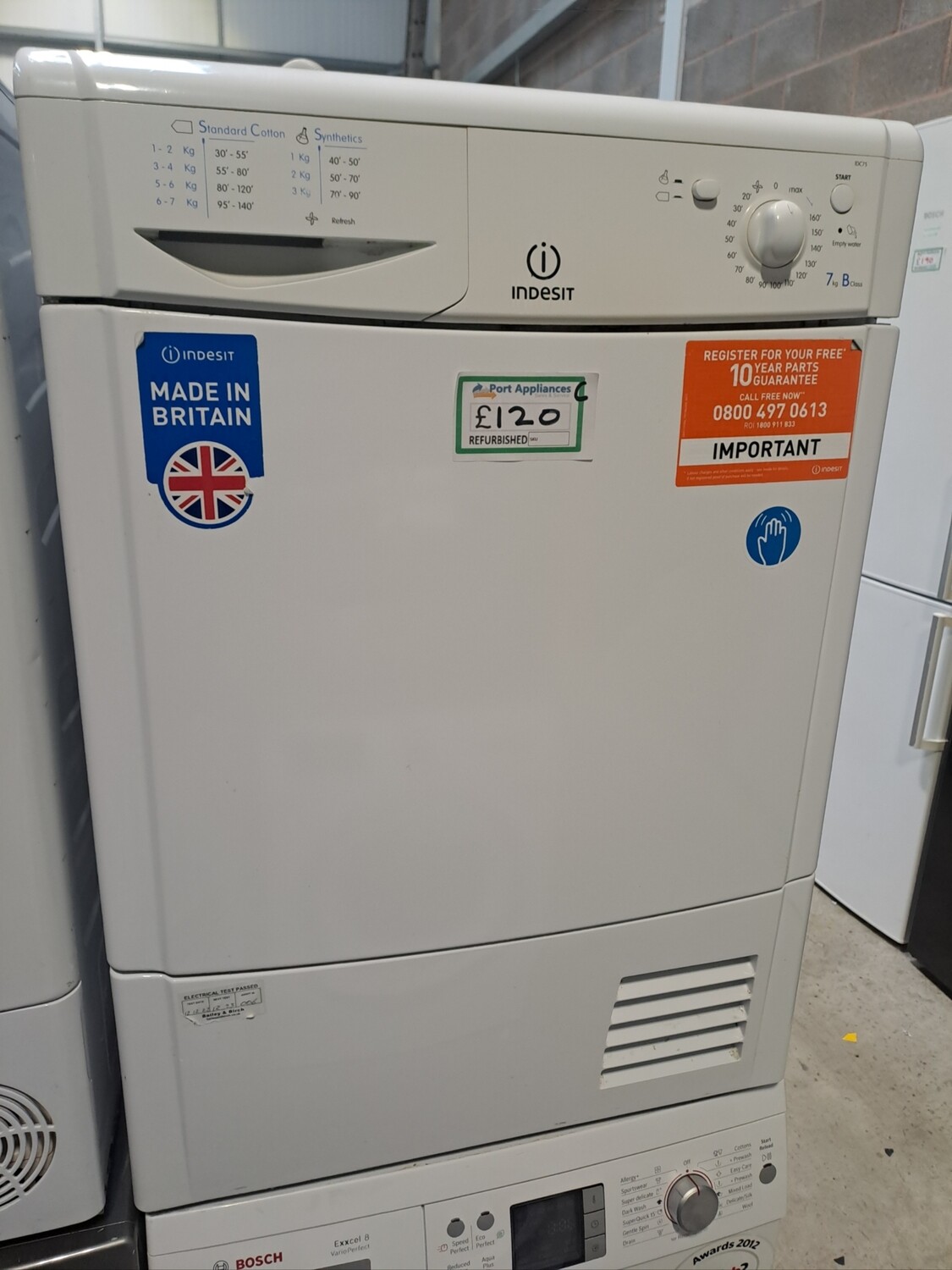 Indesit IDC75 7kg Condenser Dryer White Refurbished 6 Months Guarantee