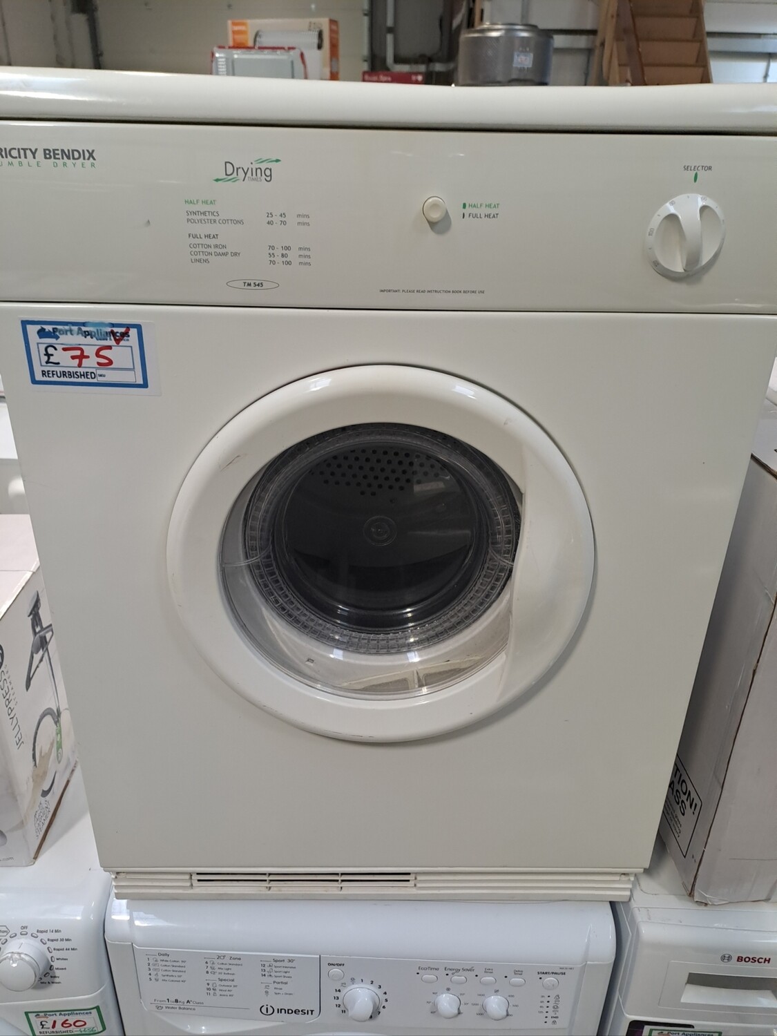 Tricity Bendix 6kg Vented Dryer White Refurbished 6 Months Guarantee
