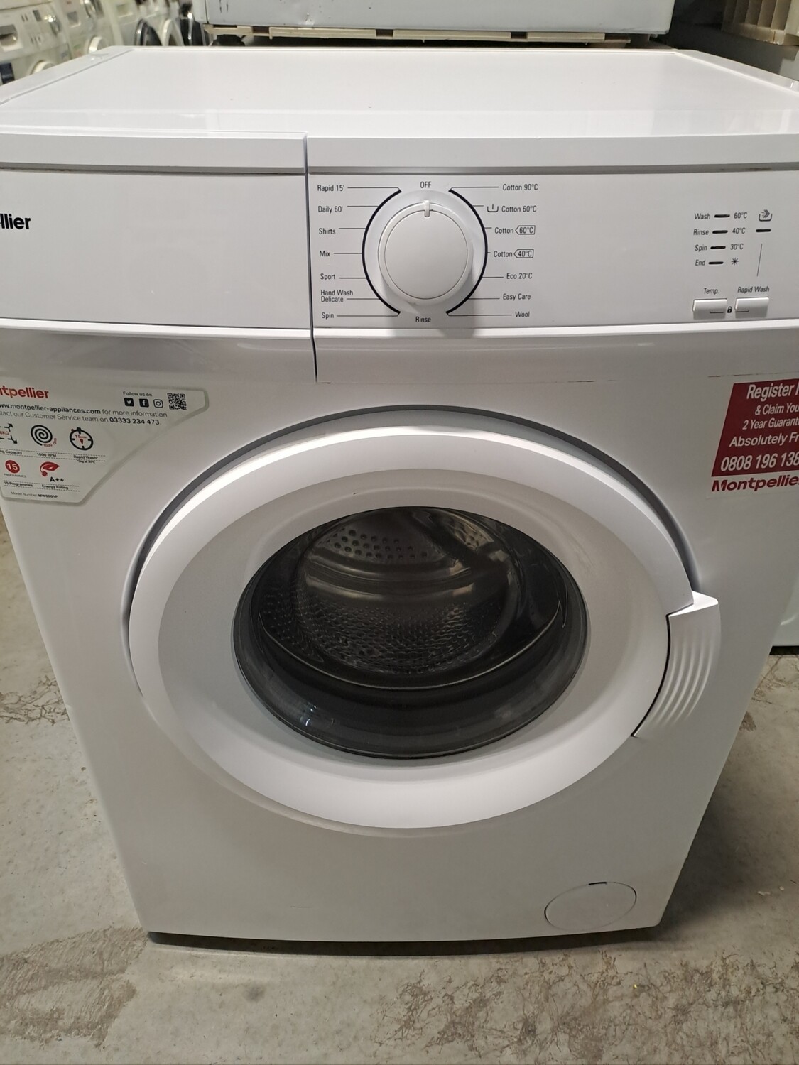 Montpellier MW6001P 6kg Load, 1000 Spin Washing Machine - White - Refurbished - 6 Month Guarantee. This item is located in our Whitby Road Shop 