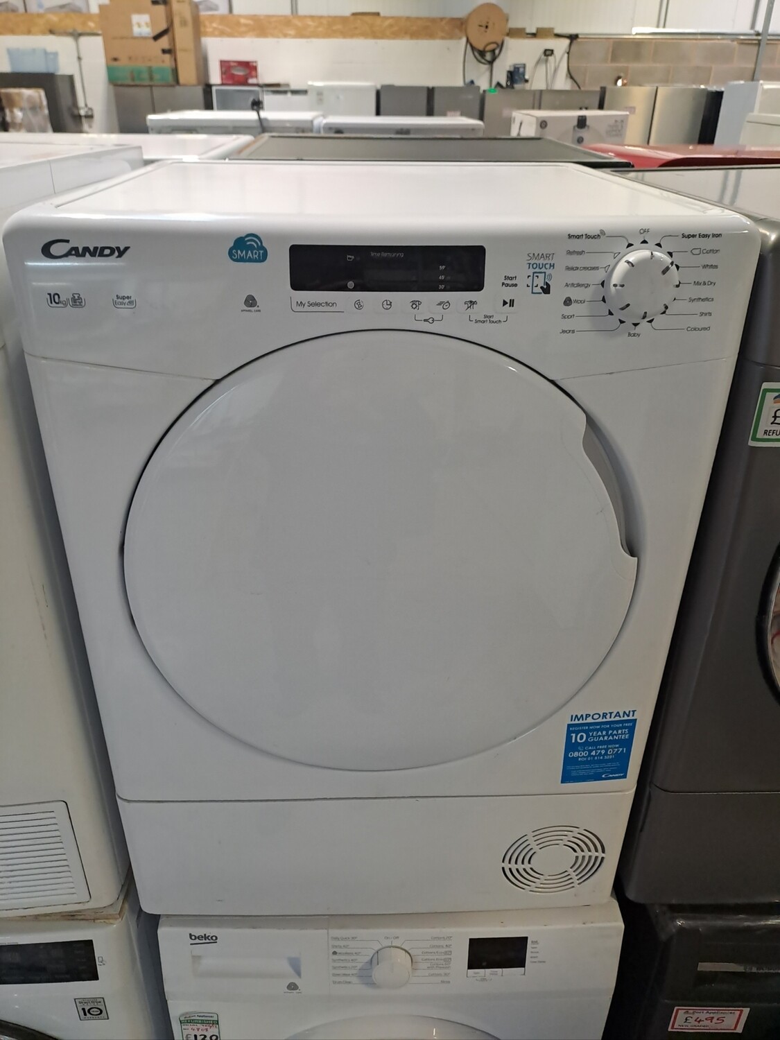 Candy CSC10DF-80 10kg Condenser Dryer H85 W60 White Refurbished 6 Months Guarantee 