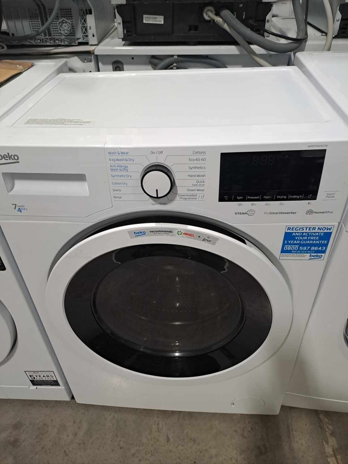 Beko WDER7440421W 7kg Load 1400 Spin Washing Machine Washer Dryer - White - Refurbished - 6 Month Guarantee