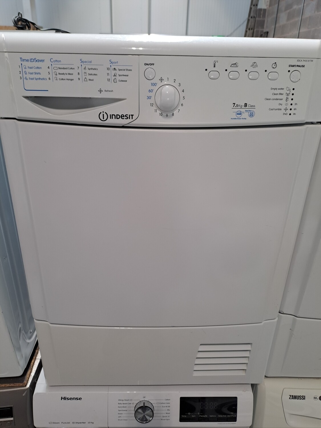 Indesit IDCA7H35BTM B Class 7.5kg Condenser Dryer White Refurbished 6 Months Guarantee