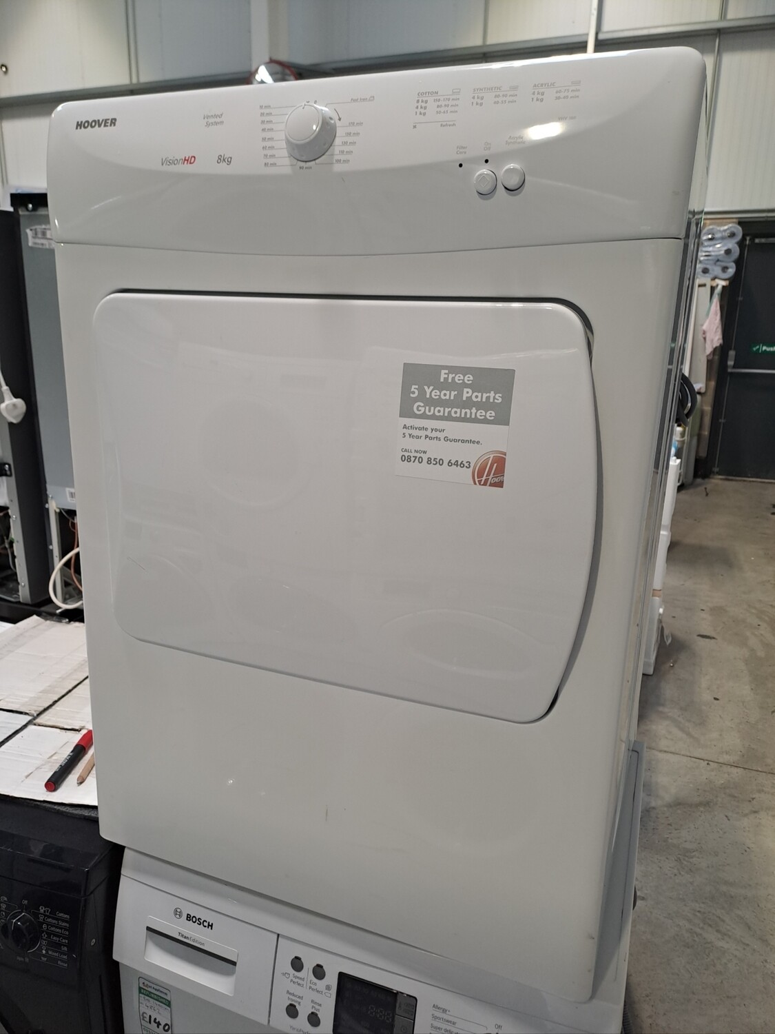 Hoover VHV180 8kg Vented Dryer Refurbished 6 Months Guarantee 