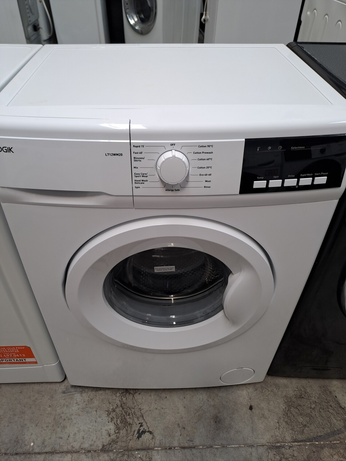 Logik L712WM20 7kg Load, 1200 Spin Washing Machine - White - New Graded - 12 Month Guarantee