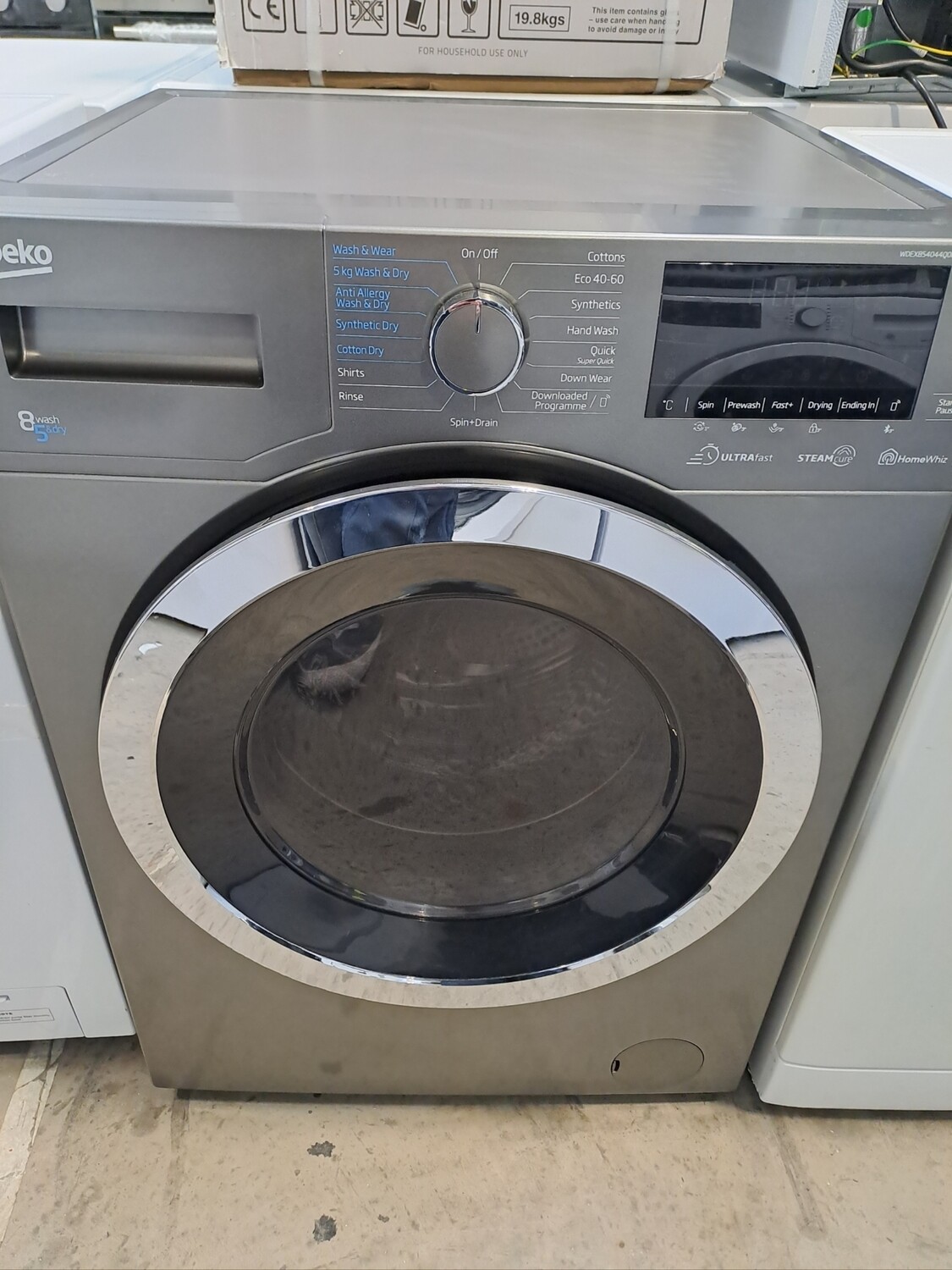 Beko WDEX854044Q0G 8kg Load 1400 Spin Washing Machine Washer Dryer - Grey - Refurbished - 6 Month Guarantee