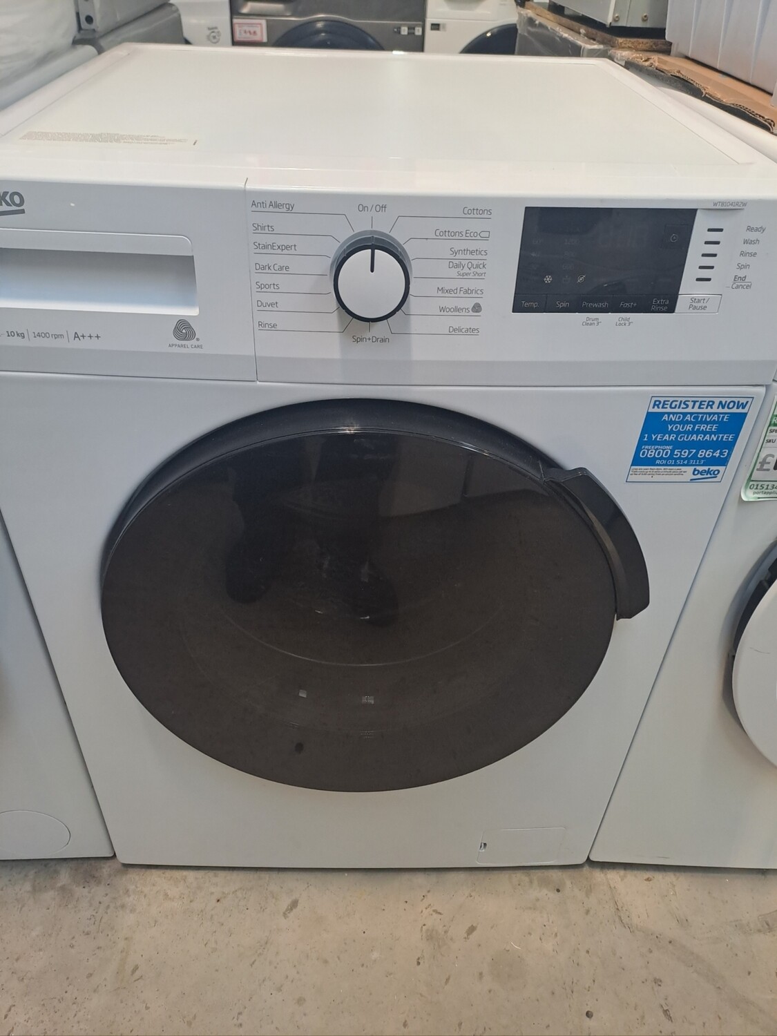 Beko WTB1041R2W 10kg Load 1400 Spin A+++ Washing Machine - White - Refurbished - 6 Month Guarantee