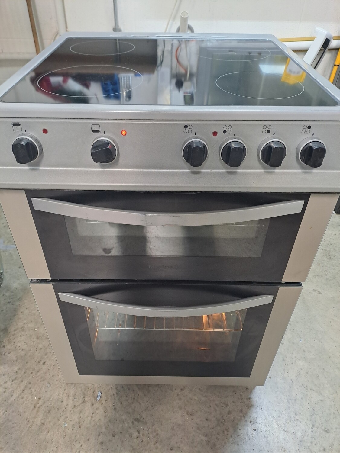 Montpellier MDC600FS 60cm Electric cooker Twin Cavity Double Oven Ceramic Hob - Silver - Refurbished + 6 month guarantee. This item is located at our Whitby Road Shop