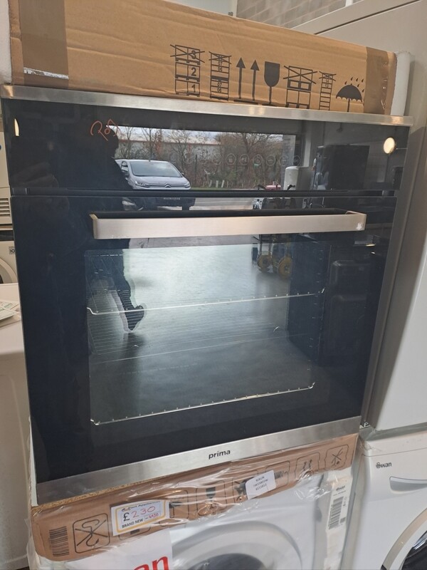 Prima PRSO108 60cm Built in single Electric oven Fan Oven Black New Graded