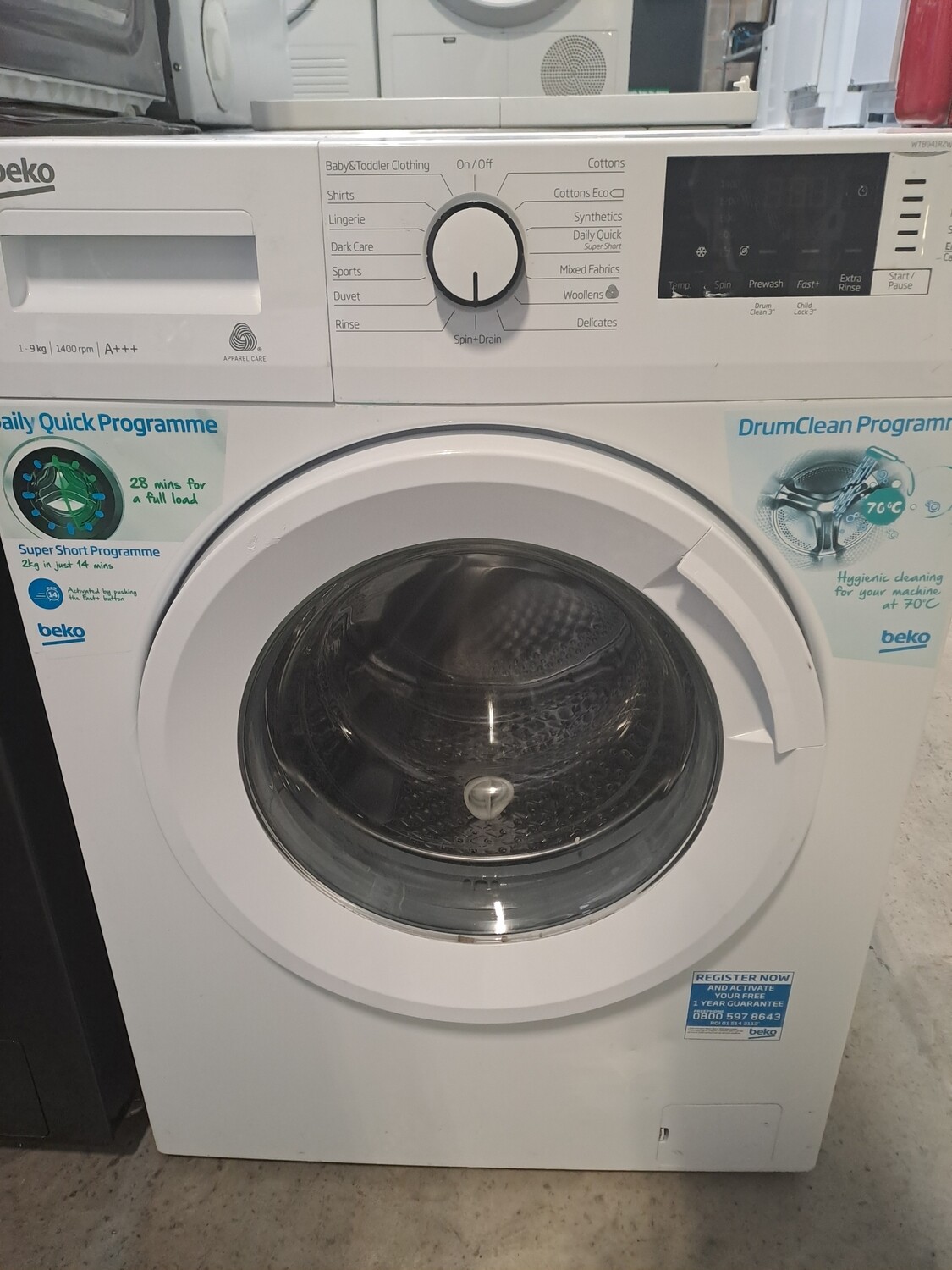 Beko WTB941R2W 9kg Load 1400 Spin Washing Machine White 
