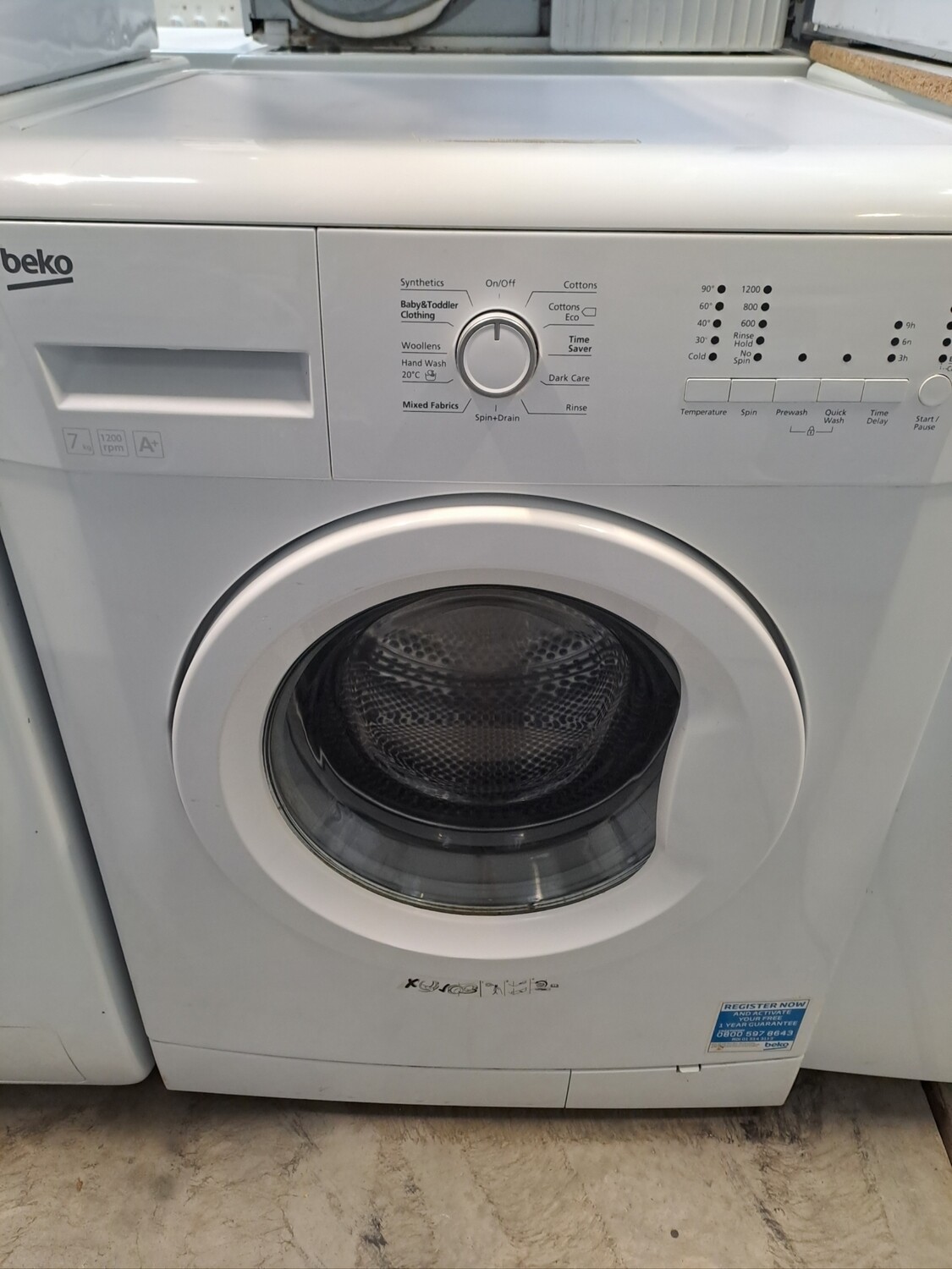 Beko WM7120W A+ 7kg Load 1200 Spin Washing Machine White 