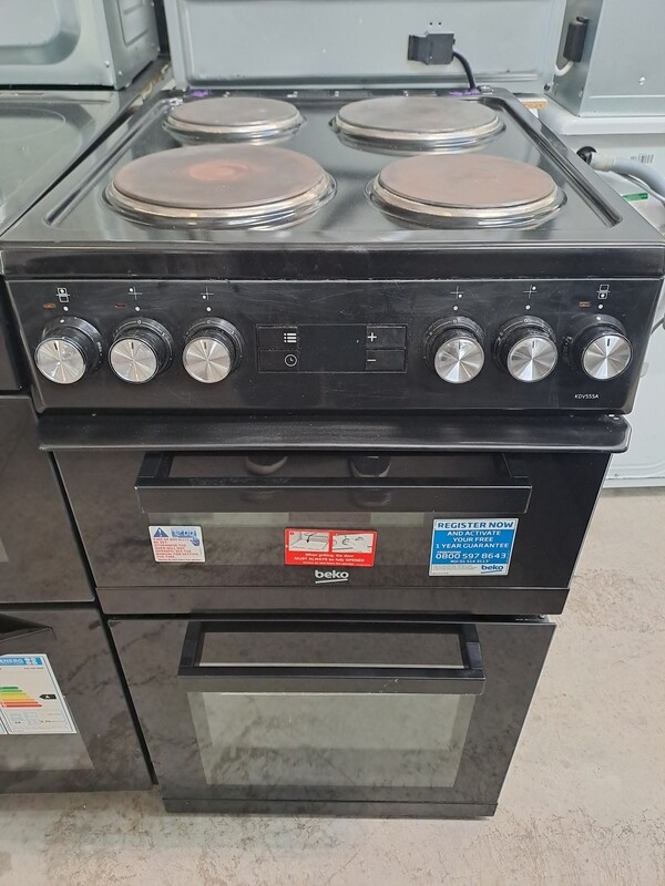 Beko KDV555AK 50cm Electric cooker Double Oven Ceramic Hob Black (Whitby Road Shop)