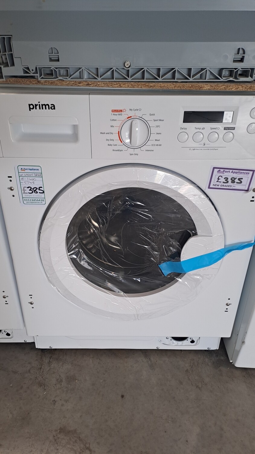 Prima PRLD375 8kg 1400 Built in Integrated Washer Dryer White New Graded
