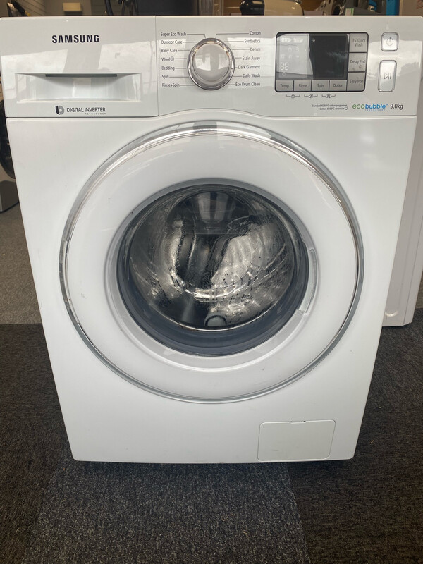 Samsung ecobubble 9kg 1200 spin washing machine white wf80f5e2w4w eu