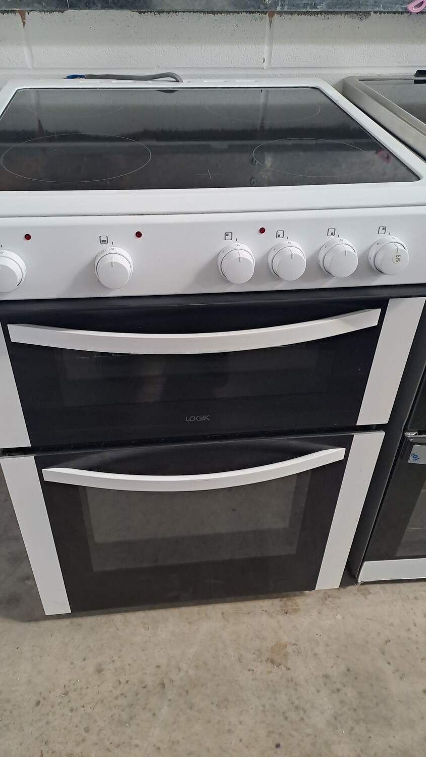 Logik LFTC60A12 60cm Electric cooker Twin Cavity White