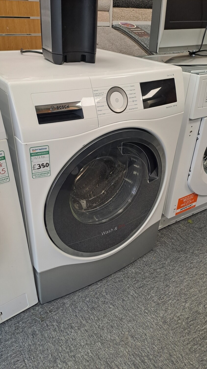 Bosch WDU28560GB 10kg Load 1400 Spin Washer Dryer White . This item is located in our Whitby Road Shop