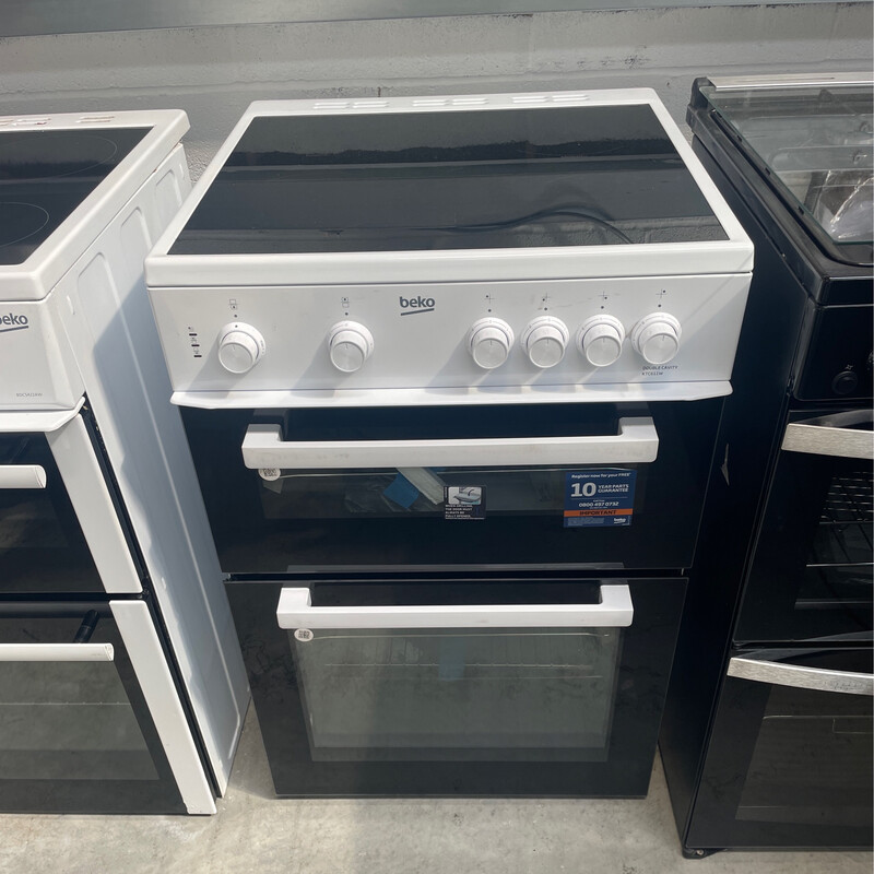 Beko KDDF653W 60cm Double Oven 4 Burner Freestanding Dual Fuel Cooker