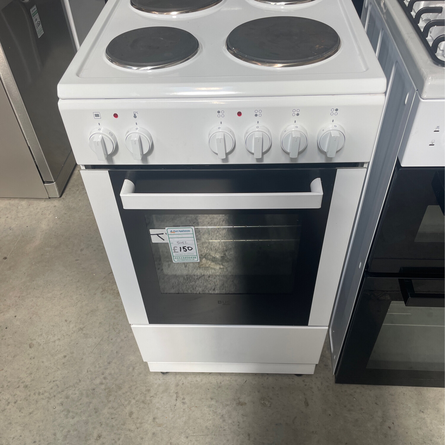 Bush BEDC50W 50cm Electric Cooker Ceramic Hobs White