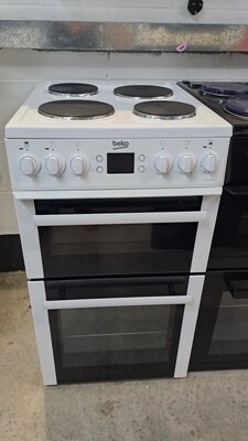 Beko BDV555AW 50cm Electric Cooker Double Oven Ceramic Hob White 