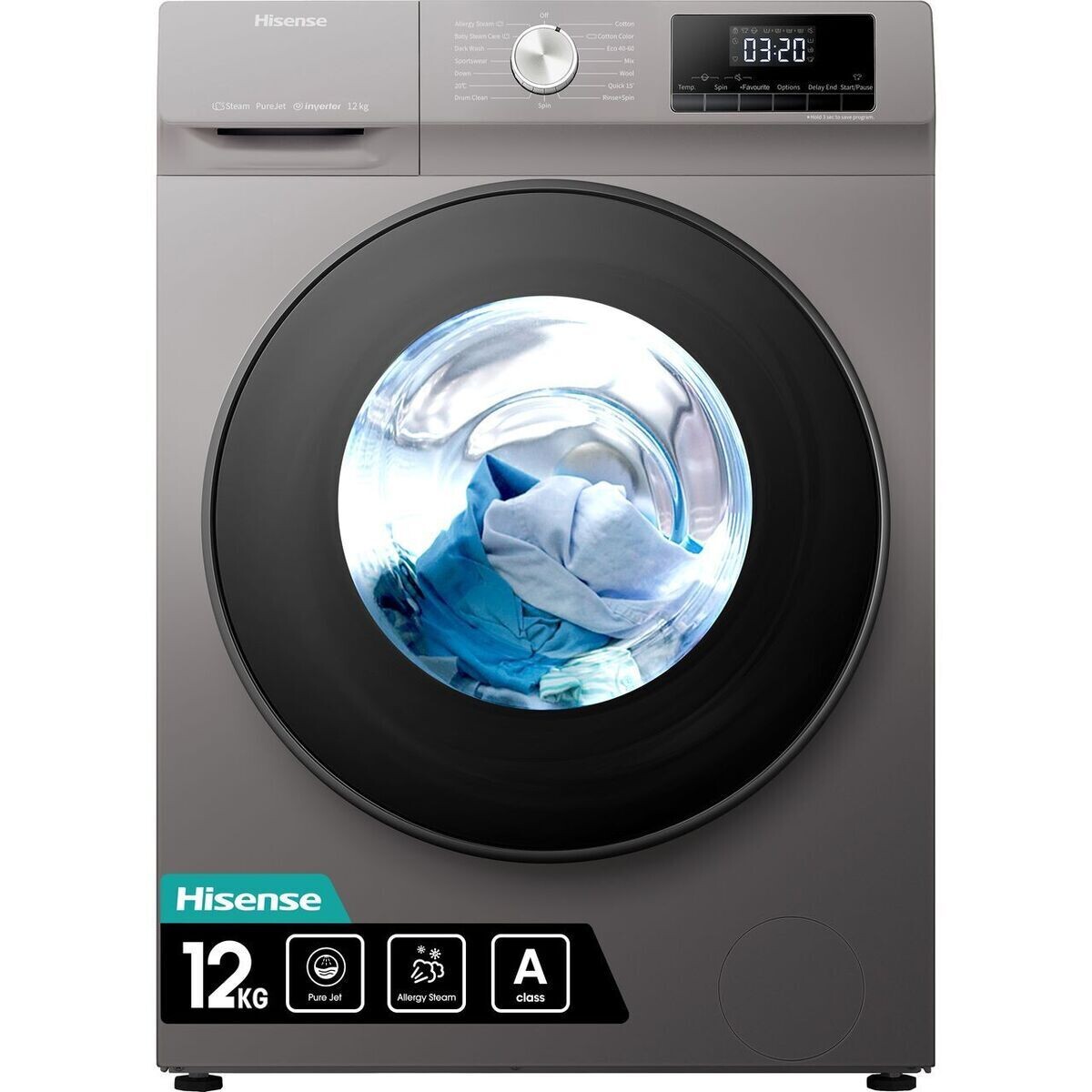 Hisense WFQA1214EVJMT  12kg Load 1400 Spin Washing Machine Graphite Grey Refurbished