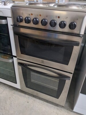 Hotpoint Cucina 50cm Electric Cooker Double Oven Ceramic Hob Silver Stainles This item is located in the Whitby Road shop 
