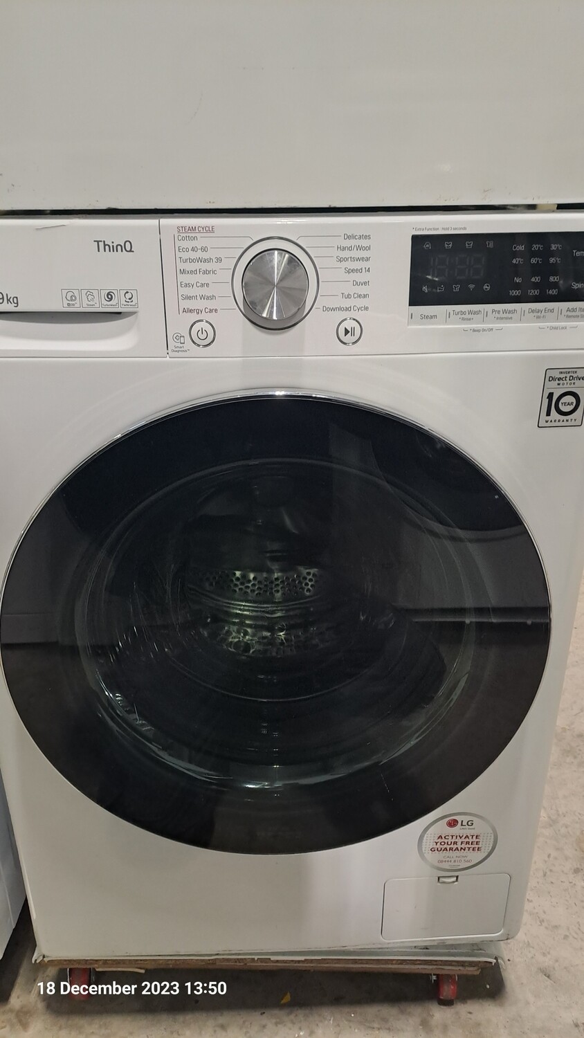 LG F4V909WTSE 9kg Load 1400 Spin Washing Machine White, Located in our Whitby Road shop