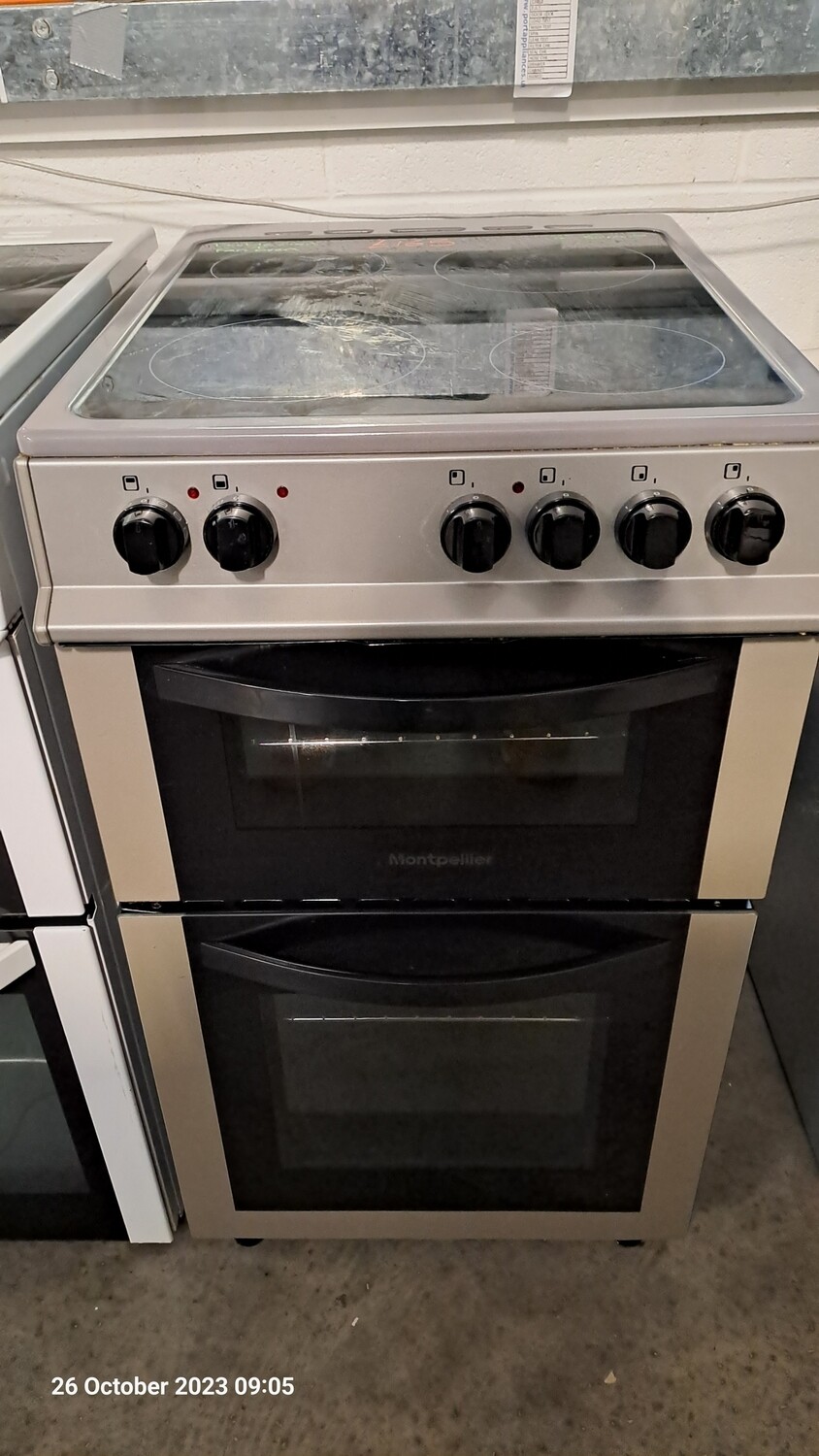 Montpellier MDC500FS 50cm Electric cooker Twin Cavity Double Oven Ceramic Hob Silver