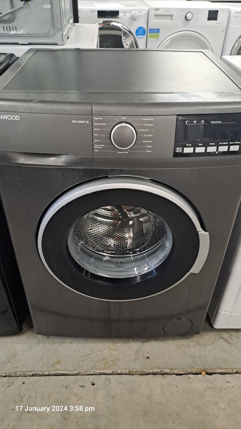 Kenwood K814WMT18 8kg Load 1400 Spin Washing Machine Grey
