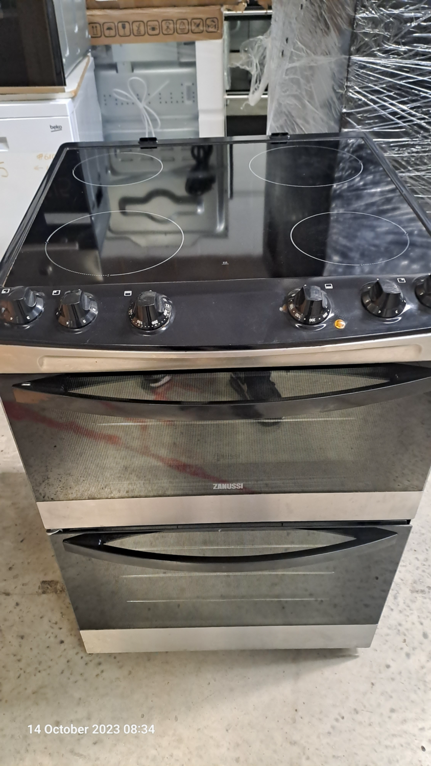 Zanussi ZCV68000XA 60cm Electric cooker Twin Cavity Double Oven Ceramic Hob Black. This item is located in our Unit