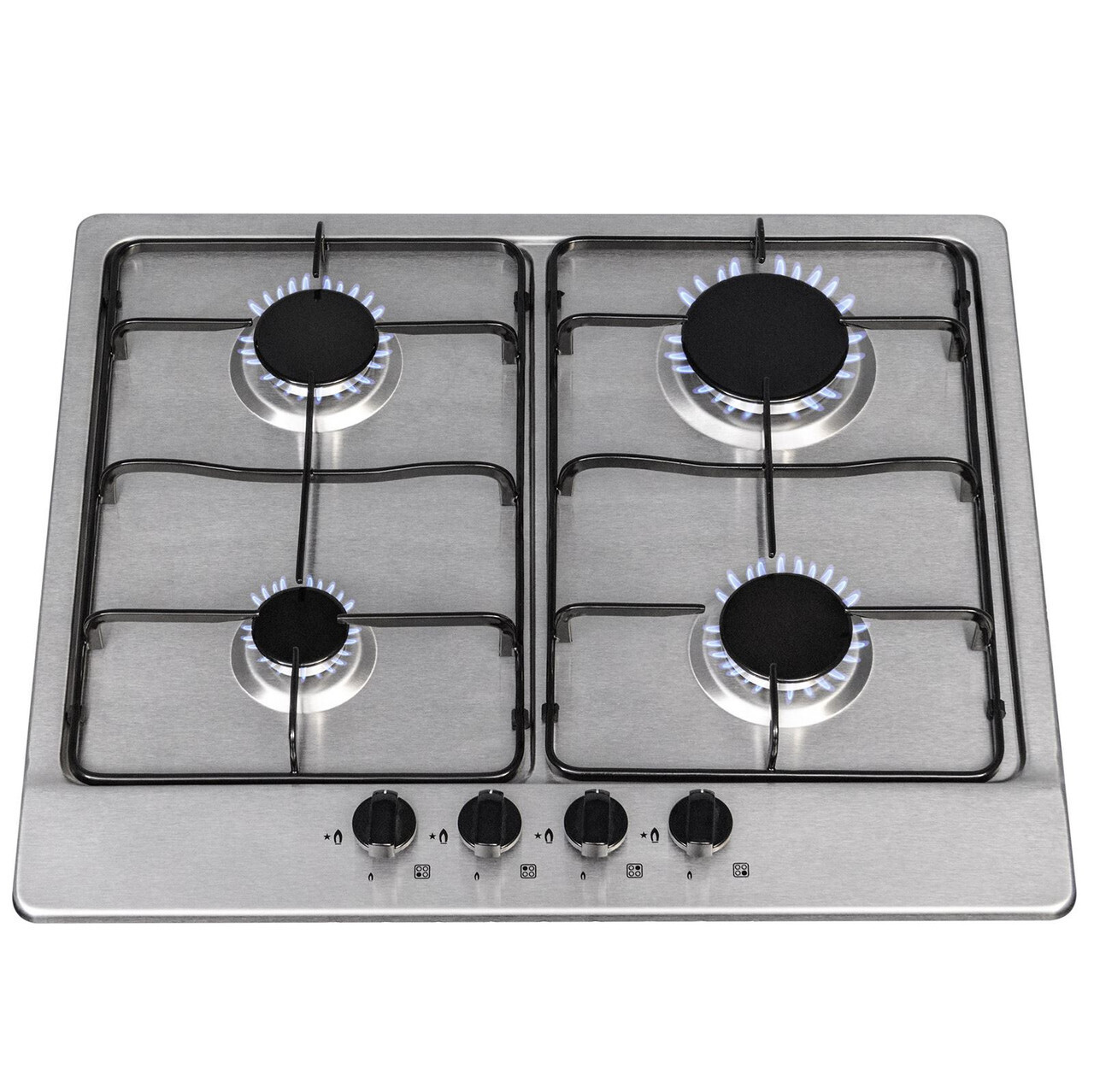 SIA SSG602SS 60cm Stainless Steel 4 Burner Gas Hob with Enamel Pan Stands Brand New