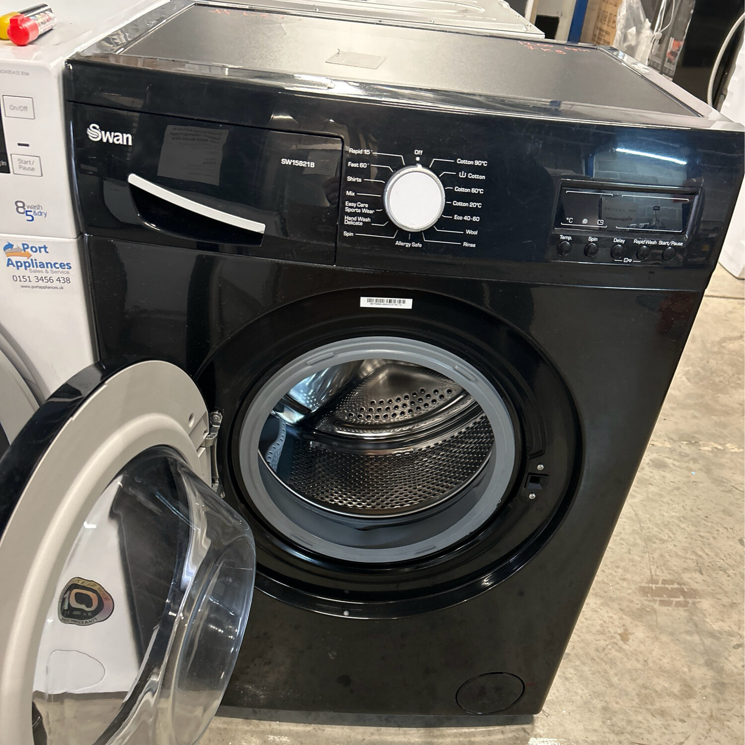 Swan SW15821B 7kg Load 1200 Spin Washing Machine Black Graded