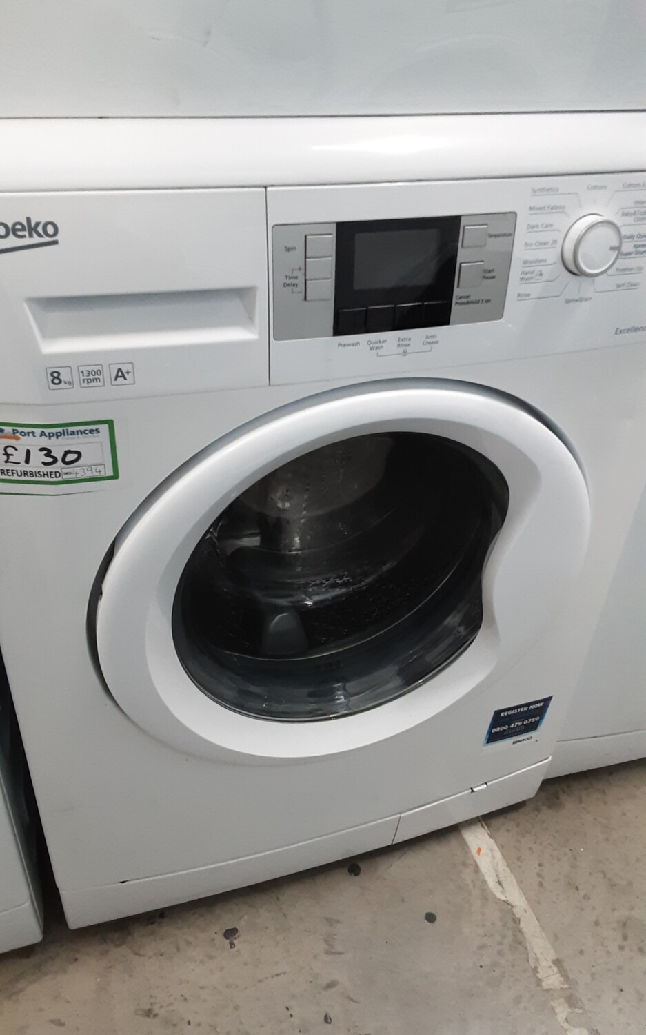 Beko WM85135LW A+ 8kg Load 1300 Spin Washing Machine White 