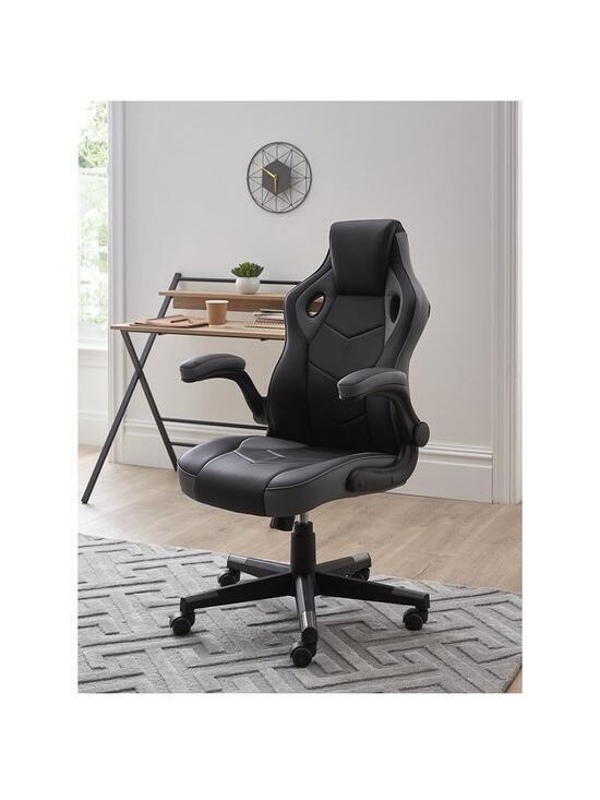 Jespor Gaming Chair in Black/Grey - Height 108, Width 65, Depth 67 cm