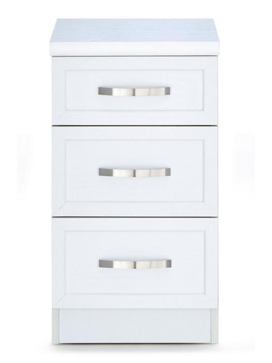 Camberley 3 Drawer Graduated Bedside Chest White Height 64.8, Width 35, Depth 38.5 cm