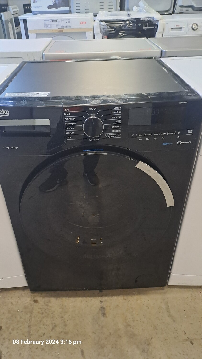 Beko WEY94P64EB HomeWhiz 9kg Load 1400 Spin Washing Machine Black