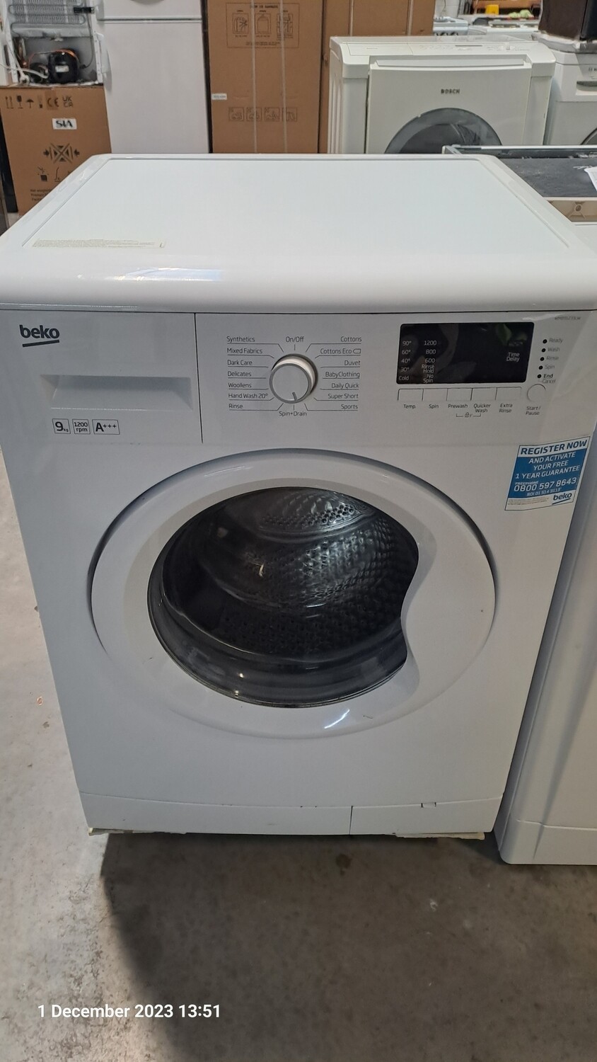 Beko WMB91233LW 9kg Load 1200 Spin Washing Machine White 
