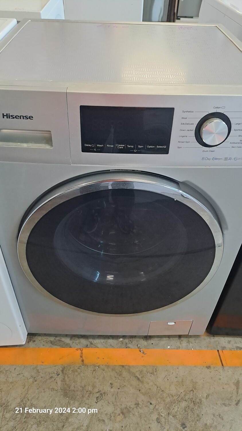 Hisense WFP8014VS 8kg Load 1400 Spin Washing Machine Silver Grey