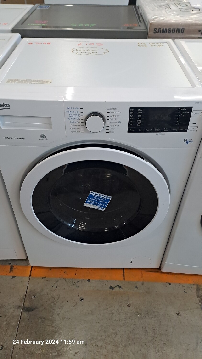 Beko WDR8540121W Wash 8kg - Dry 5kg 1400 Spin Washer Dryer White